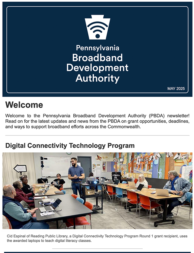 screenshot of May 2025 newsletter