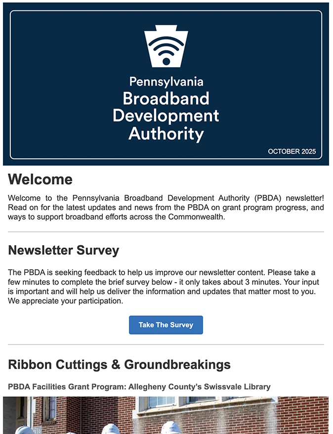 screenshot of October 2025's newsletter