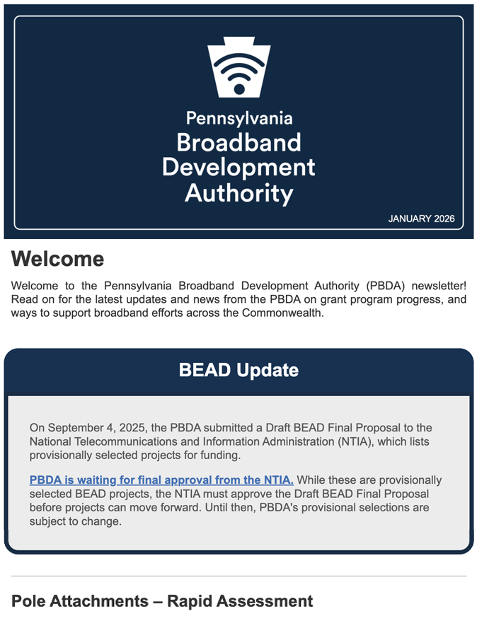 screenshot of January 2026 newsletter